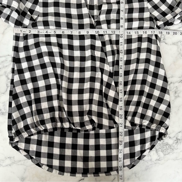 Madewell wrap front shirt in Buffalo check black white size viscose small j8069 - Picture 7 of 14